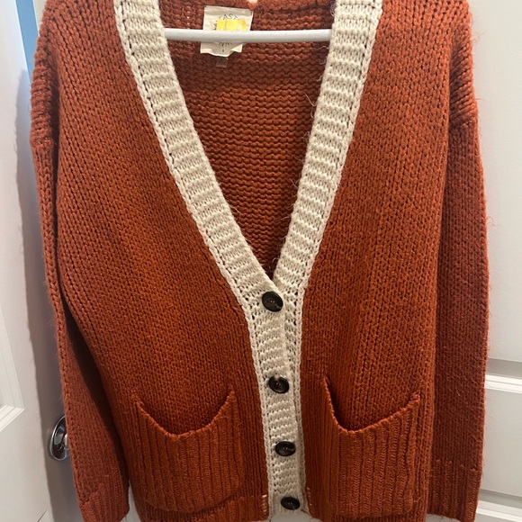 Fantastic Fawn Sweaters - Fantastic Fawn Rust and Cream Cardigan Sweater